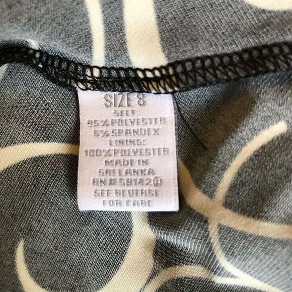 Dressbarn Halter Dress Black White Swirl Pattern Stretch‎ Waist in Size 8 - Picture 4 of 6